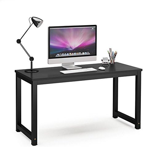 Tribesigns Computer Desk, 55 inch Large Office Desk Computer Table Study Writing Desk for Home Office, Black + Black Leg by Tribesigns