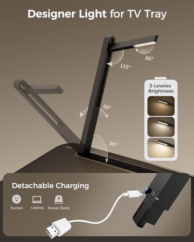 SAIJI Easy Folding TV Tray Table with Led Lamp, Foldable TV Dinner Tray - Image 6