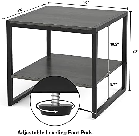 Homieasy End Table, 20 Inch Square Side Table, Mini Fridge Stand, Black Oak - Image 3