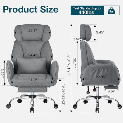 HOFFREE Criss Cross Chair with Wheels for Gaming,Reading,Working(Grey) - Image 2