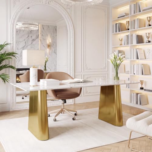 Tribesigns 63" Sintered Stone Executive Desk, Modern Office Writing Desk - Image 5