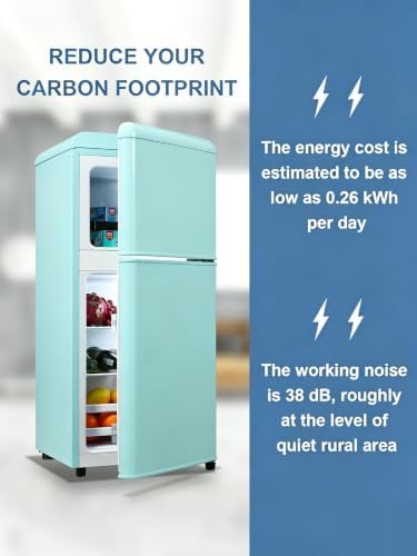 Refrigerator with Freezer 3.5 Cu.Ft Top-Freezer Compact Refrigerator Blue - Image 3