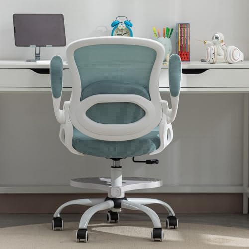 Kids Desk Chair,Ergonomic Study Chair with Adjustable Height,Swivel Mesh Desk Chair with Wheels,Home Office Chair for Children in Home Bedroom Blue - Image 5