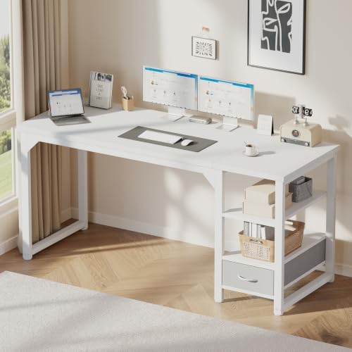 Mericonia 48 in Computer Desk with Drawer, 1" Thick Reversible Office Desk - Image 2