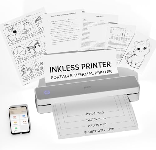 PRT Portable Printer Wireless for Travel, Bluetooth Thermal Printer by PRT