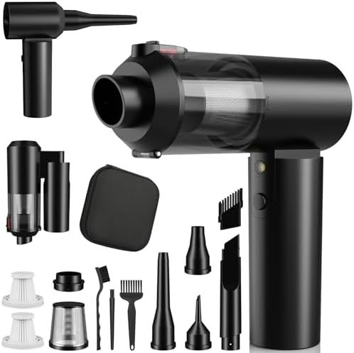 Car Vacuum Portable Cordless with 16000PA Ultra Suction 4-in-1 Foldable ​Air Duster & Brushless Motor Rechargeable Handheld Vacuum for Pet Hair, Car Seats, Home & Office Cleaning by Unknown