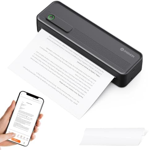 A41 Bluetooth Thermal Printer, Portable Inkless Printer for Travel Supports 8.5 x 11 Inch Paper, Small Mobile Printing Device Ideal for Office, School, Home by Unknown
