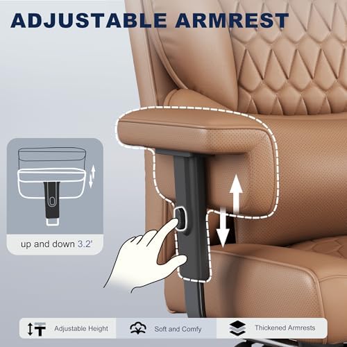 Misolant Big and Tall Office Chair with Footrest, High Back Executive Desk Chair with Adjustable Lift Armrest, 155°Recline，Lumbar Support Pillow, Faux Leather Gaming Chairs for Home or Office - Image 4