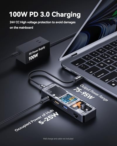 DOCKCASE Explorer Edition Visual Smart USB C Hub (6-in-1) with HDMI Port 4K@60Hz,Gigabit Ethernet,USB-C and 2 USB-A 5Gbps Data Ports, 100w PD Power Delivery, for MacBook Air/Pro, XPS, and More - Image 5