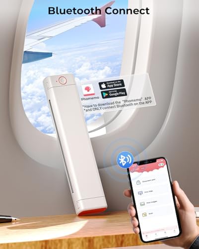 Phomemo Portable Printers Wireless for Travel, M08F Thermal Bluetooth Printer Support for 8.5"x11" US Letter, Inkless Printer Compatible with iOS, Android,White,1 Printer + 10 Sheets of Thermal Paper - Image 3