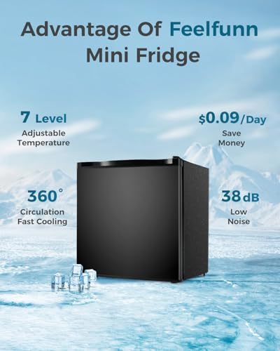 Feelfunn Mini Fridge with Freezer, 1.7 Cu.Ft Small Refrigerator, Black - Image 6