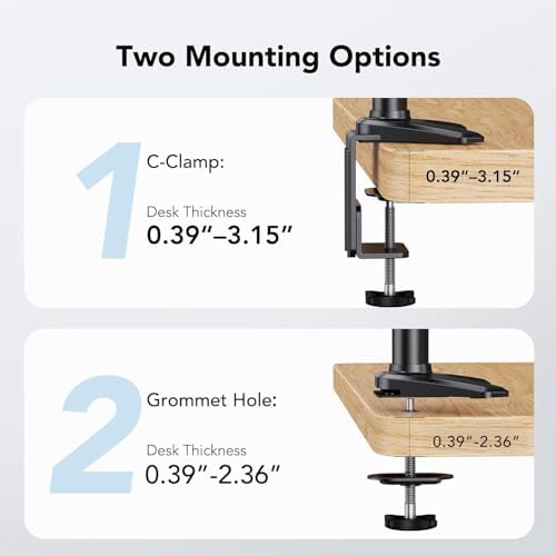 HUANUO Dual Monitor and Laptop Mount for Max 32” Monitor and 17” Laptop, Adjustable Arm with Tilt, Swivel and Rotation, Dual Monitor and Notebook Stand with VESA Bracket 75/100 mm - Image 6