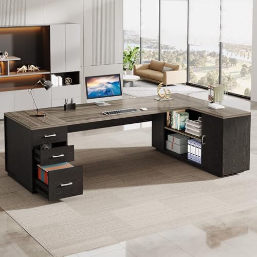 Tribesigns 85.8-Inch L-Shaped Executive Desk, Extra Large Home Office Desk - Image 3