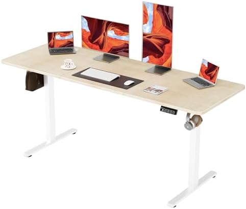 ERGOMAKER 67"x24" Standing Desk, Height Adjustable Sit-Stand Office, Oak by ERGOMAKER