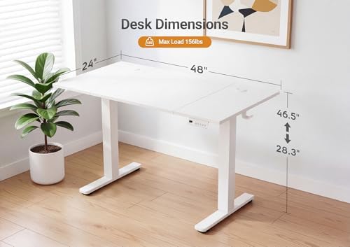 YDN Electric Standing Desk, 48x24 Inch, White - Image 3