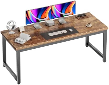 PRAISUN 54 x 19.7 Inch Computer Desk, 0.95'' Thicker, Heavy Duty, Rustic Brown by PRAISUN