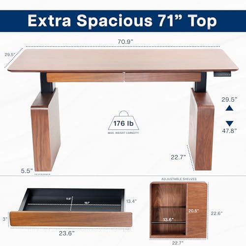 VIVO Walnut 71 x 30 in Executive Standing Desk, DESK-EX7230D - Image 3
