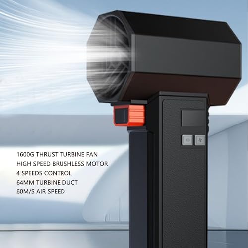 Dry Blower, 50000RPM 1600g Powerful Thrust, 64mm Duct Turbine Fan with LED Light, High Speed Brushless Motor, 11 Blades Electric Air Duster, 4000mAh Battery,4 Speeds - Image 2