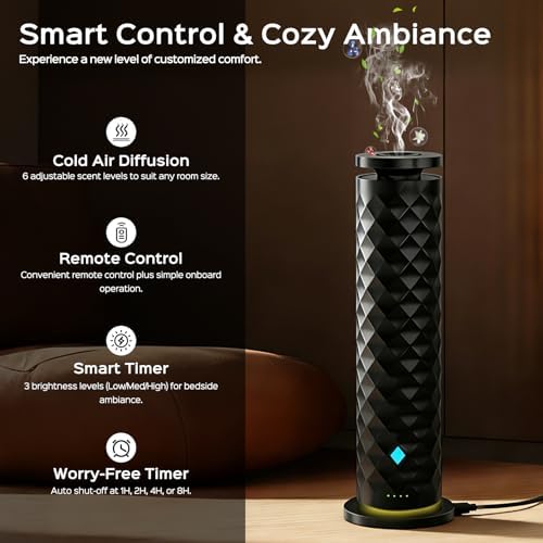 Waterless Scent Diffuser Starter Kit – Remote Control Cold Air Diffuser, 1000 Sq Ft Coverage Color and Ambient Light, Ultra-Quiet Quiet Nebulizing Aromatherapy for Home, Office, Bedroom & Spa - Image 5