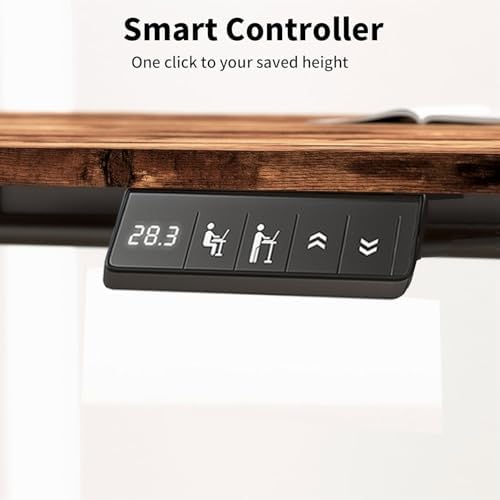 TIQLAB Standing Desk 55 x 24 inch, Electric Height Adjustable with Splice Board, Stand Up Desk, Sit Stand Desk Computer Desk for Home Office, Black Frame/Rustic Brown Top - Image 5