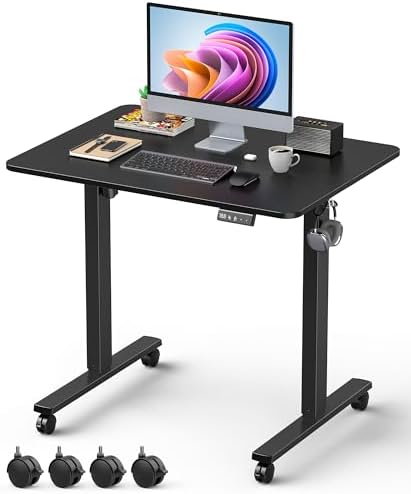 32" Small Rolling Electric Standing Desk Adjustable Height for Home Office by XyndyxErgonomicDesign
