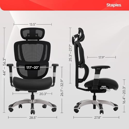 Staples Ergonomic Mesh Task Chair with Lumbar Support, Swivel, Black - Image 3