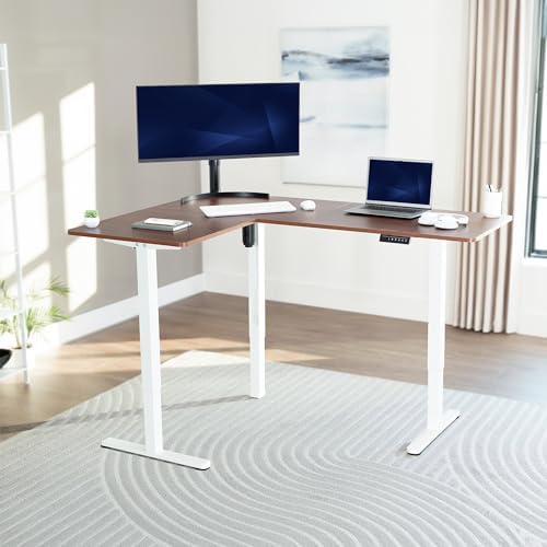 VIVO Dark Walnut 63 x 47 in Corner Standing Desk, DESK-E3CTWD-47 - Image 2