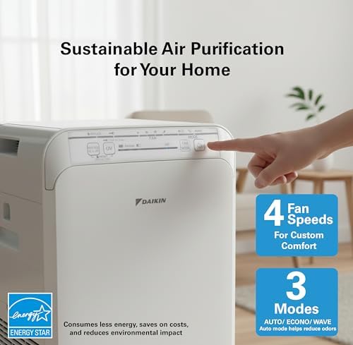 Daikin MCB50YSAU Room Air Purifier for Home, HEPA, Activated Carbon, Pre-Filter and UVC LED Light, Zero Ozone Product, CARB Certified, 10.5 x 10.5 x 19.5 in - Image 4
