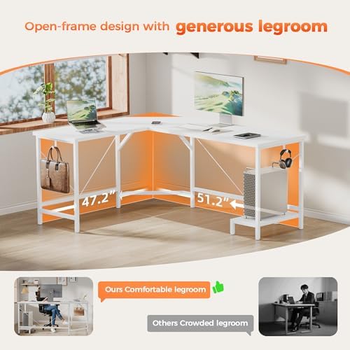 Mericonia 51 inch L Shaped Desk with CPU Stand, Simple Corner Gaming Desk - Image 5
