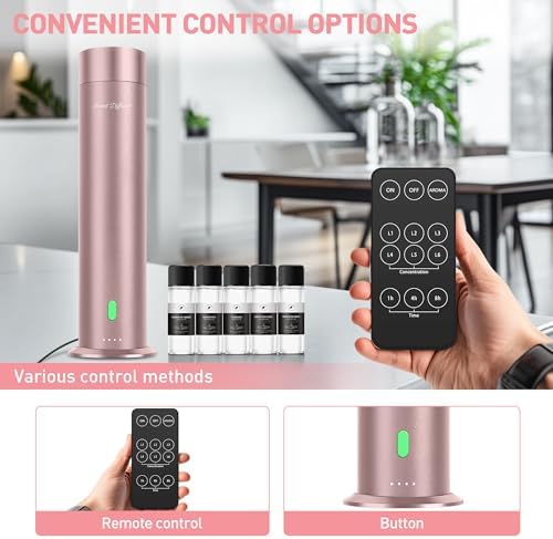 Waterless Diffuser Starter Kit with 5 Scent Oils - Cold Air Diffuser Machine for Home, Hotels and Large Room, 1000 Sq.Ft Coverage Hotel Scent Essential Oil Diffuser, Remote Control, 4.05 Oz, Pink-N - Image 4
