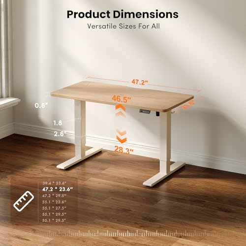 CubiCubi Electric Height Adjustable Standing Desk 48x24 Inch, Natural Oak - Image 2