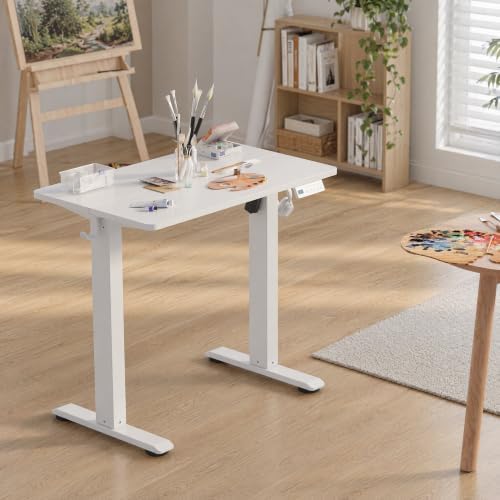 Claiks Electric Standing Desk 35x20 Inch Adjustable Desk, White - Image 2