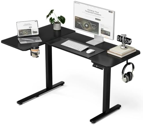 Acrolix L Shaped Electric Standing Desk,43x31.5 Reversible,Black by Acrolix