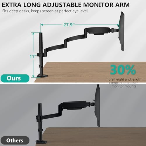 WALI Extra Long Single Monitor Arm for 13-32 inch Screens, up to 19.8 lbs - Image 2