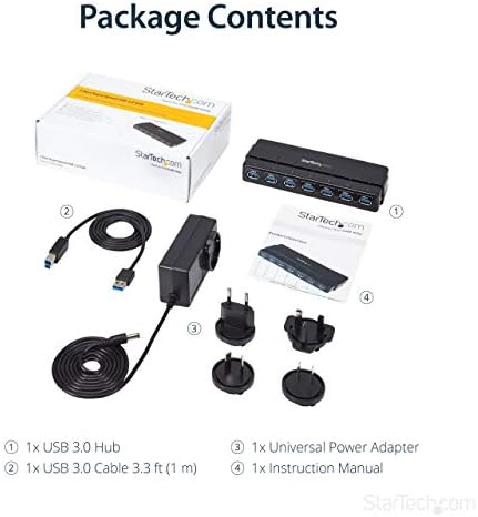 StarTech.com 7 Port USB 3.0 Hub – Up To 5 Gbps – 7 x USB – Universal Multi Port USB Extender for Your Desktop – USB Powered (ST7300USB3B) - Image 6