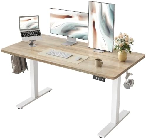 TIQLAB 48 X 24 Inch Height Adjustable Electric Standing Desk, Maple by TIQLAB