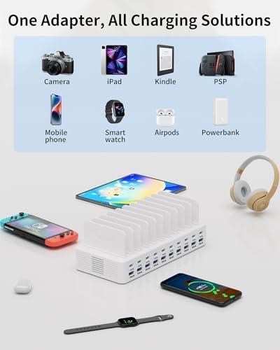 20-Port 270W Charging Station for Multiple Devices, USB Charger Station - Image 3