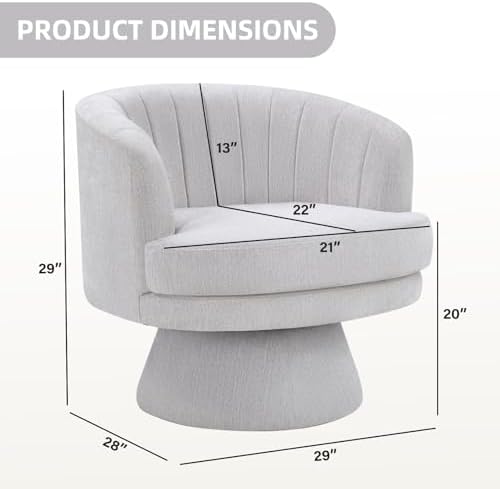 CANMOV Swivel Accent Chair with Armrest Set of 2, Modern 360 Degree Swivel Barrel Chair with Curve Back and Soft Cushion, Comfy Fabric Round Armchair Single Sofa for Living Room, Bedroom,Grey - Image 2