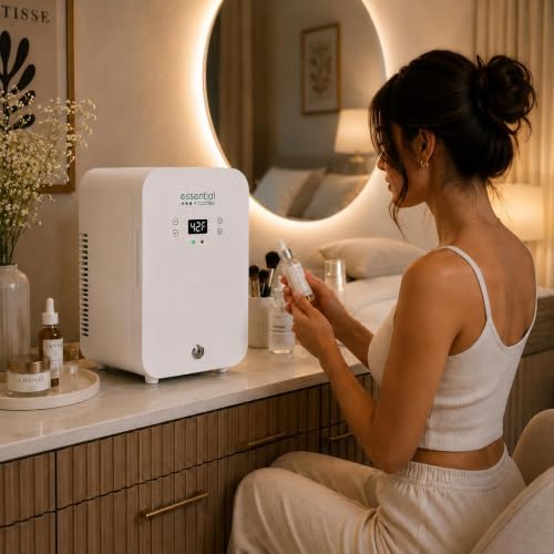 Classic Compact Portable Mini Fridge - Touch Temperature Control, Removable Shelves, Lockable Smoked Glass Door for Skincare, Cosmetics, Peptides, Supplements & More - Image 2