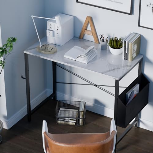 Pamray 32 Inch Computer Desk for Small Spaces with Storage Bag, Home Office Work Desk with Headphone Hook, Small Study Writing Table - Image 2