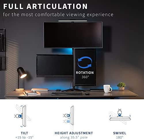VIVO Triple LCD LED Computer Monitor Desk Stand, Free Standing Heavy Duty Fully Adjustable Mount for 3 Screens up to 30 inches STAND-V003E - Image 5