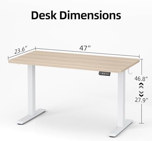 TIQLAB Electric Standing Desk, 47 * 24 Inches Adjustable Height Stand up Desk,Sit Stand Home Office Table with Splice Board, Light Walnut - Image 3