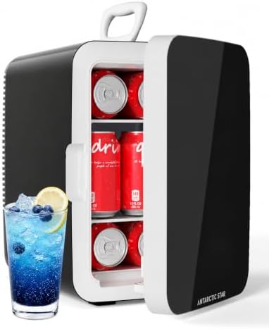 Antarctic Star 10L Portable Compact Refrigerator, 2.6 Gal Mini Personal Fridge Small Cooler with AC/DC Adapters for Beverages, Food, Skincare, Bedroom, Office, Dorm Room, or Cabin, Black by AntarcticStar