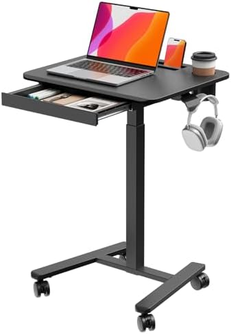 Small Mobile Standing Desk with Drawer, 23.6" x 19.7" Top by JYLHJOYSEEKER