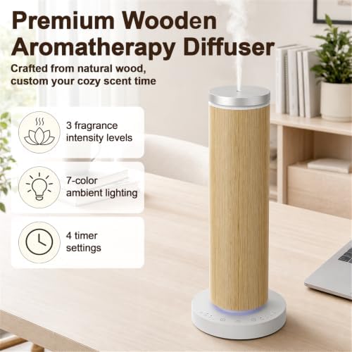 Waterless Essential Oil Diffuser, Wood Scent Diffuser with 5 Fragrance Oils - Image 2