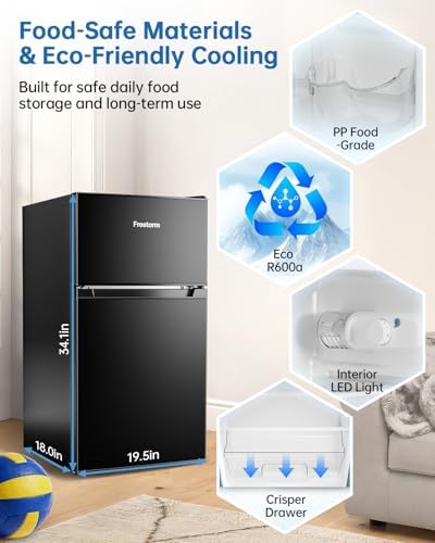 3.2 Cu Ft Mini Fridge with Freezer, Double Door Upright Freezer - Image 7