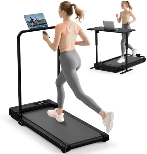 Walking Pad Treadmill for Home - Folding Treadmills with Handle Bar Portable Compact Fold up Indoor Foldable Handles Electric Walk Pads Small Spaces Mini Running Quiet Under Bed Office by Unknown