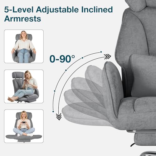 HOFFREE Criss Cross Chair with Wheels for Gaming,Reading,Working(Grey) - Image 3