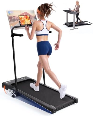 DeerRun Walking Pad Treadmill with Incline & Handle Bar by DeerRun