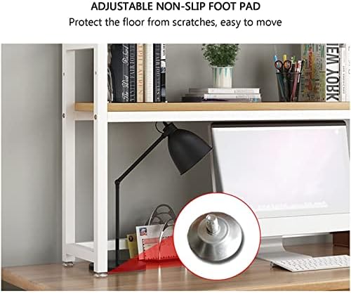 Desk Shelf Organizer - Desktop Bookshelf Metal, Computer Desk Desktop Storage Rack, 2-tier Book Display Rack, Wrought Iron Desk Ornament Decorative Rack, Easy To Install ( Size : 55*32*90cm ) - Image 7